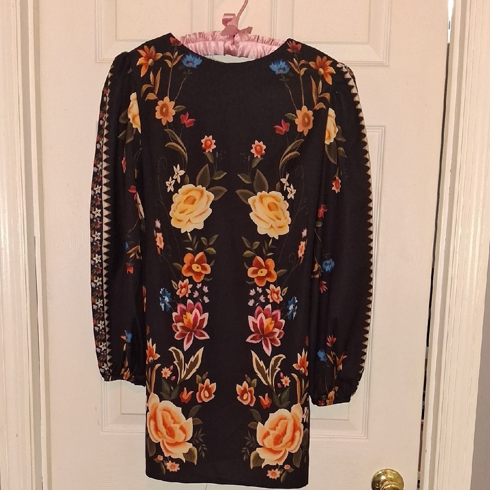 Floral Black Women's Dress